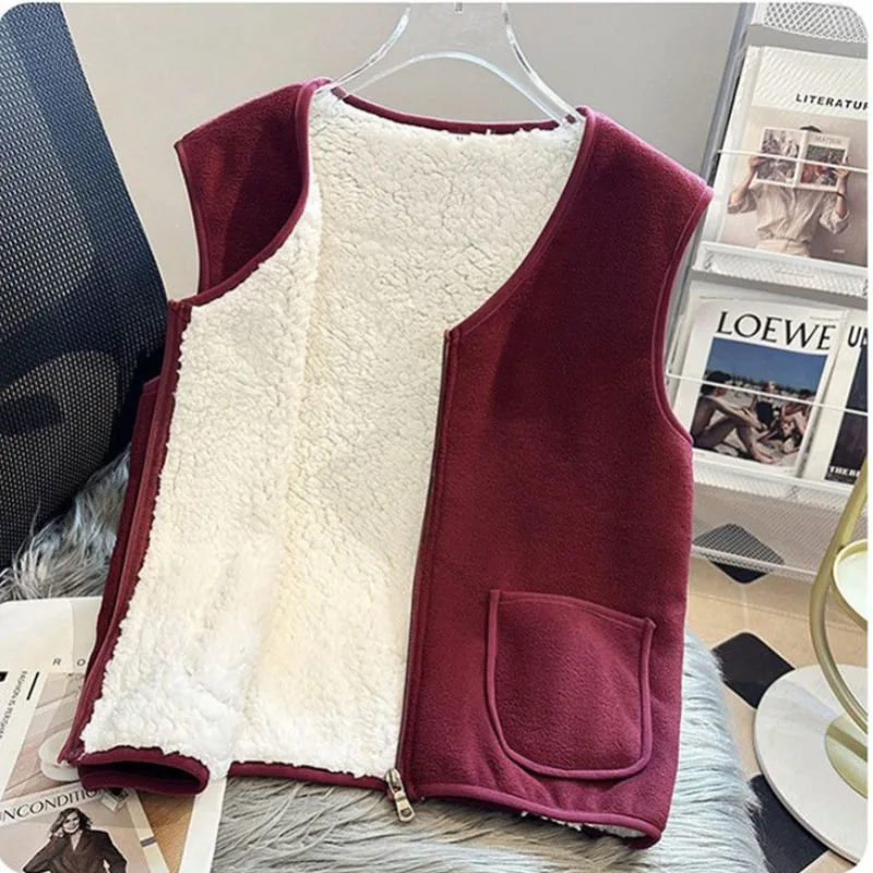 2024 New Vest Men Women New Autumn And Winter Plus Velvet Padded Shoulder Pad Kannei Sweater Zipper Warm And Comfortable Coat