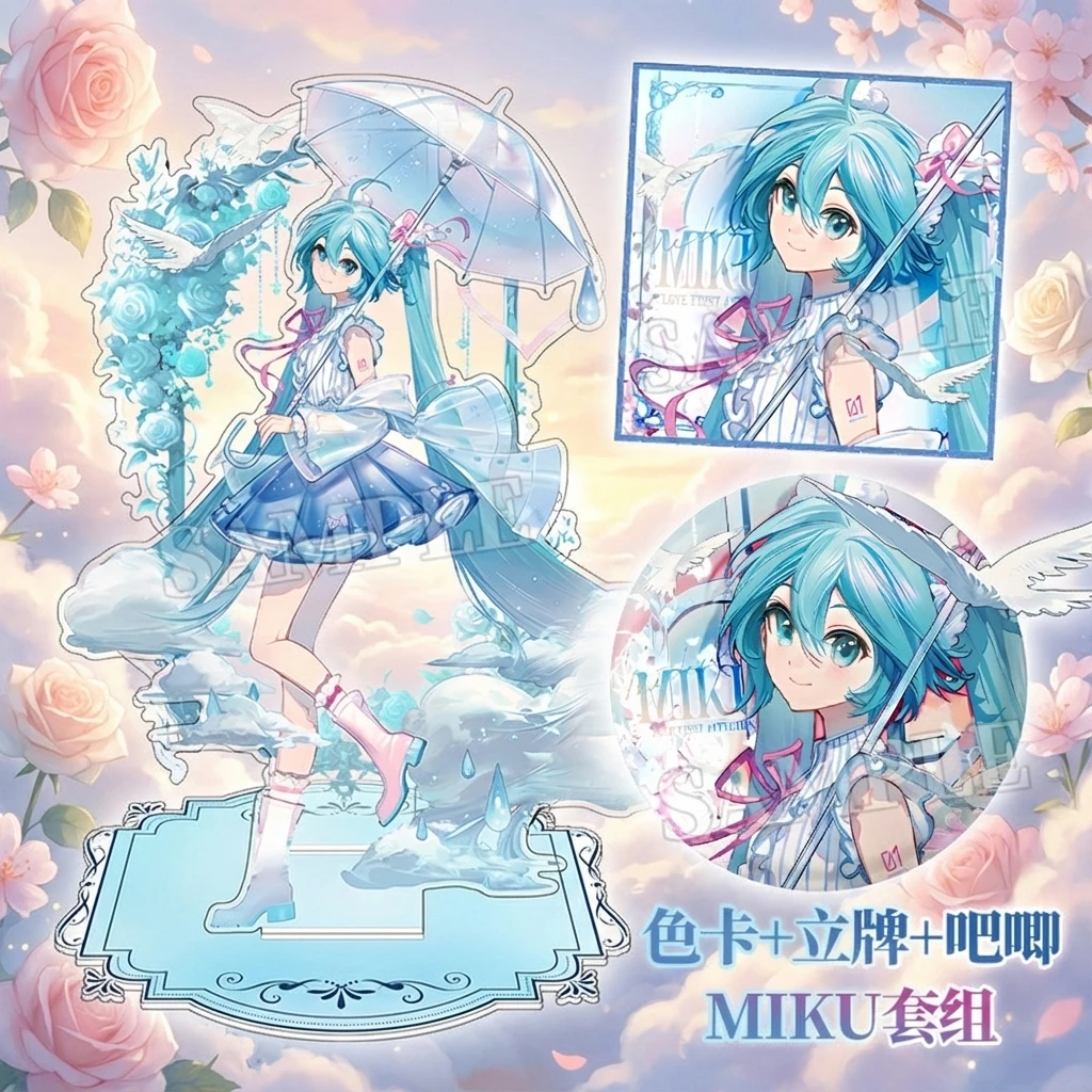 

Miku Hatsune Anime Acrylic Stand Double Flash Badge Virtual Idol Anime Merchandise Figure Collectible Decoration Gift for Fans