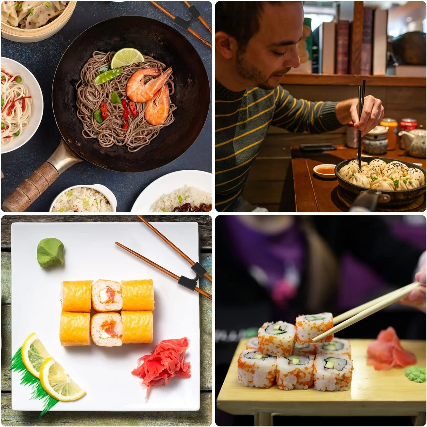 5PCS Training Essstäbchen Austauschbare Praxis Essstäbchen Kunststoff Nicht Rutschig Hitzebeständige Training Essstäbchen Rechts Links Hand