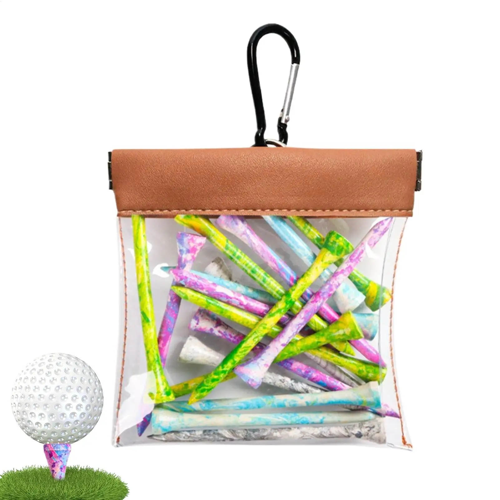 Bag For Golf Tees Self-Closing Small Clear Golfer Supply Storage Golf Tee Storage Bags For Beginners Golfers Amateur Players