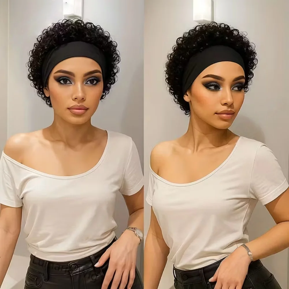 شعر مستعار قصير بقص عابث من الشعر البشري، موجات مجعدة للنساء، شعر مستعار ذو مظهر طبيعي، شعر مستعار مصنوع آليًا بالكامل