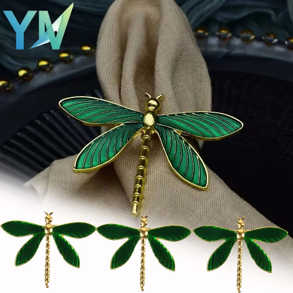1-20PCS Napkin Rings Dragonfly Shaped Stylish Tone Table Setting Kit for Restaurant Event Kitchen Daily Use Casual Dinner Party