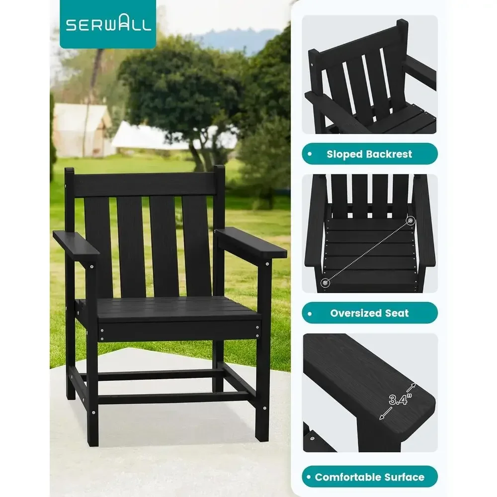 All-Weather HDPE Patio Furniture Set with Adirondack Chairs and Side Table for Outdoor Spaces