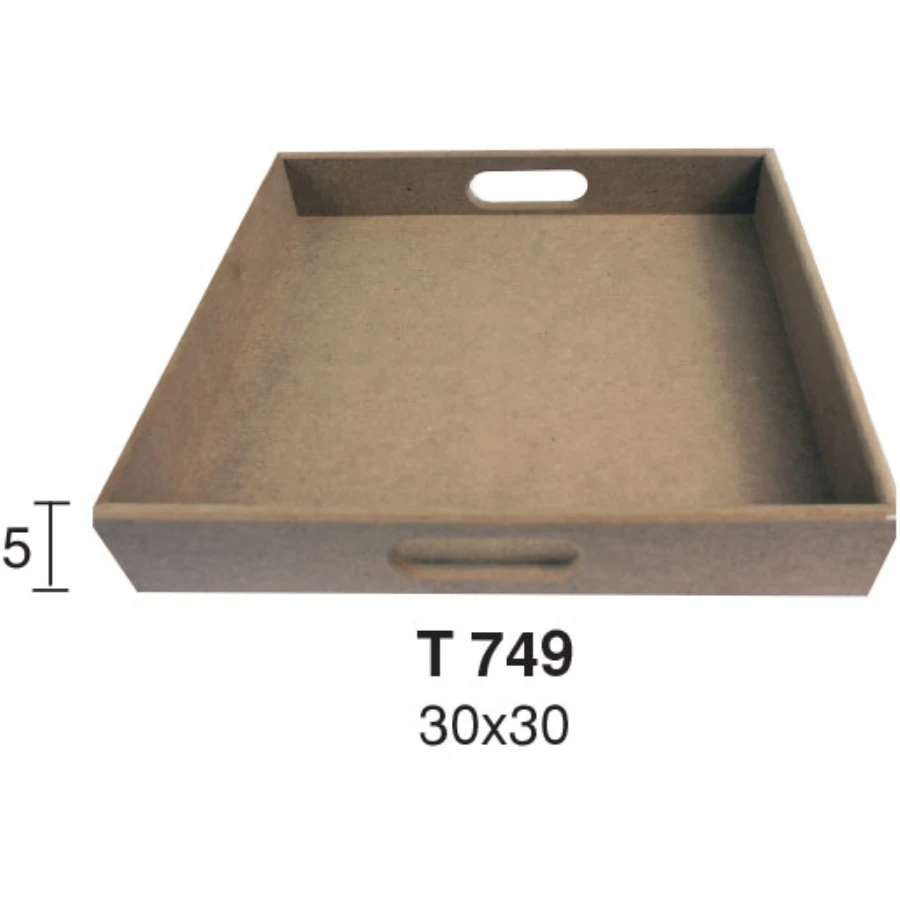 T749 Medium Length Straight Square Tray, Unpainted Mdf Wood Tray