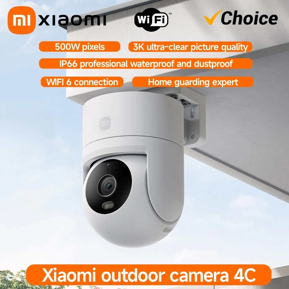 

Xiaomi Outdoor Camera 4C Smart Full-color Night Vision 5MP 3K HD Human Tracking Audible Visual Alarm WiFi 6 Two-way Voice Call