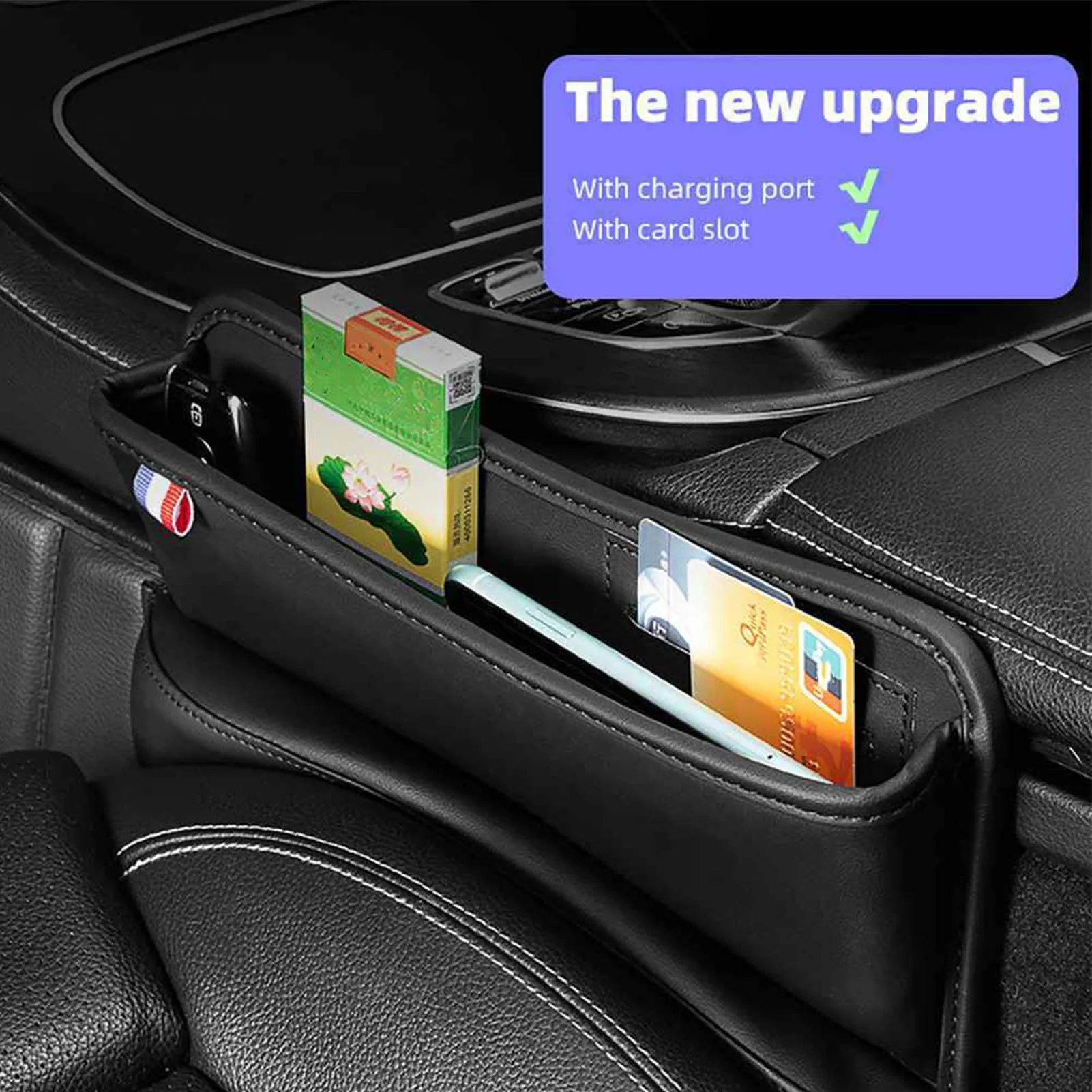 Car Seat Gap Filler Automotive Seat Gap Organizer With Adjustable Mouth Leather Gap Filler Organizer Car Storage Organization