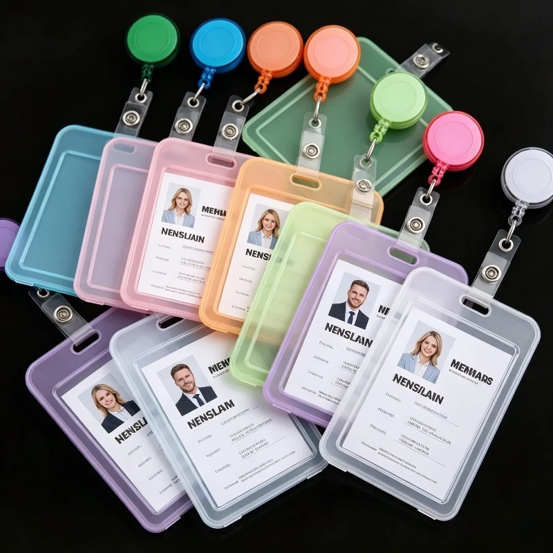 Translucent PP Plastic ID Pass Card Holder Nurse Staff Working Permit Case ID Credit Card Protective Case Sleeve