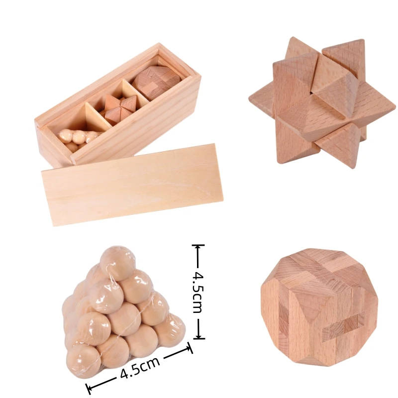 3D Magic Puzzle Adult Wooden Puzzle Toy Kong Ming Lu Ban Lock Brain Development Different Wooden Toys kids Puzzle Toys Children's Party Game