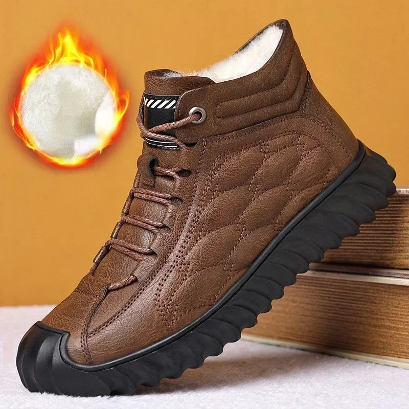 Men Cotton Shoes  Winter Plush Insulated Shoes Cold Snow Resistant Work Boots Comfortable Outdoor Casual Shoes Fashion Short