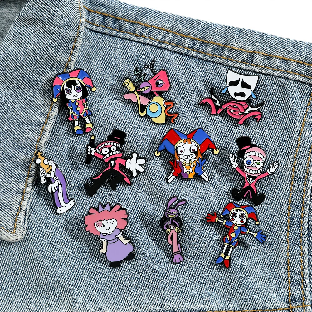 New 10pcs/set The Amazing Digital Circus Series Pins Cartoon Figure Brooches Lapel Badges Accessories Gifts for Girls Fans