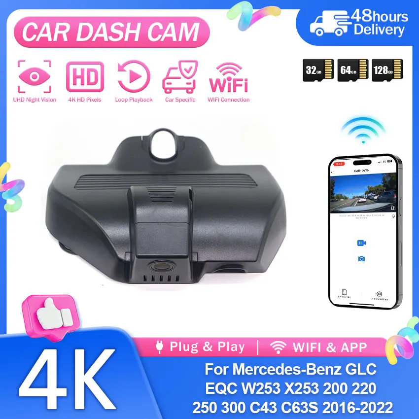 Car DVR OEM Dash Cam 4K For Mercedes Benz GLC EQC W253 X253 200 220 250 300 C43 C63S 2016-2022 Night Vision Loop Recording