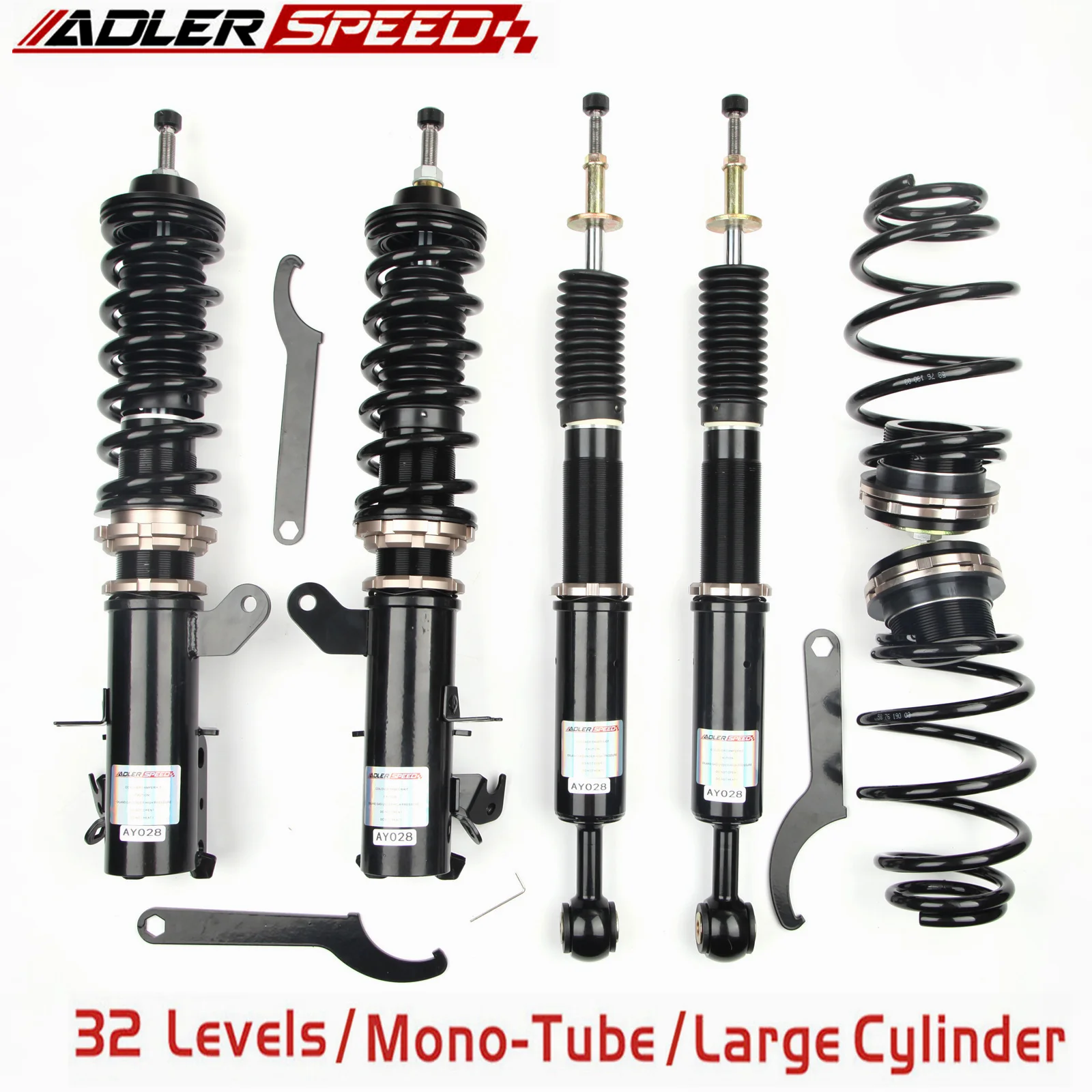 Adlerspeed 32 Ways Adjust Mono Tube Coilovers Lowering Suspension Kit For Honda Fit 09-14