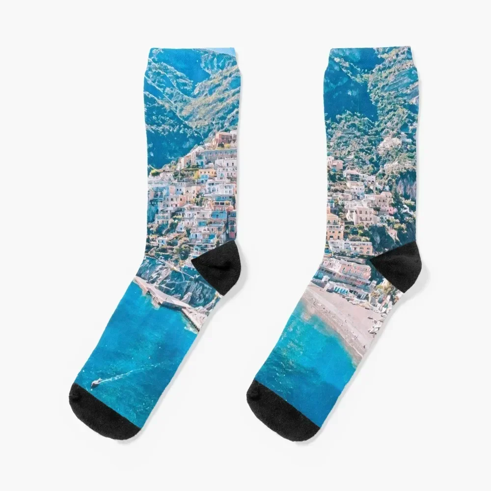 

Positano Beach, Amalfi Coast, Italy Socks christmass gift with print Men's Socks Luxury Women's