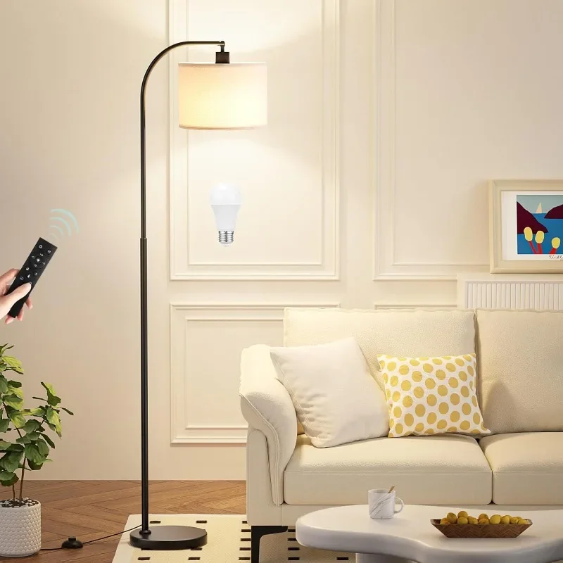 

Arc Floor Lamp with Remote and Stepless Dimmable Bulb, Colors Temperature & Brightness Adjustable, Black Floor Lamps