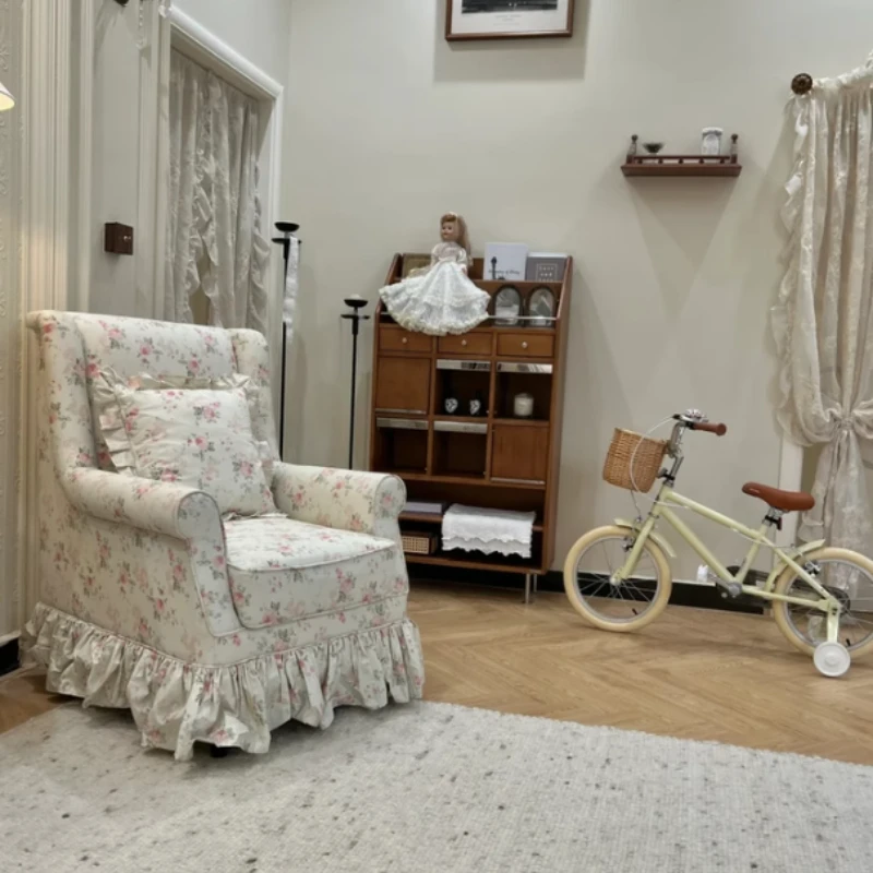 Living Room Single Sofa Armchairs American Vintage Bedroom Leisure Lazy Armchair Sofa Chaise Lounges Recliner Couch Furniture