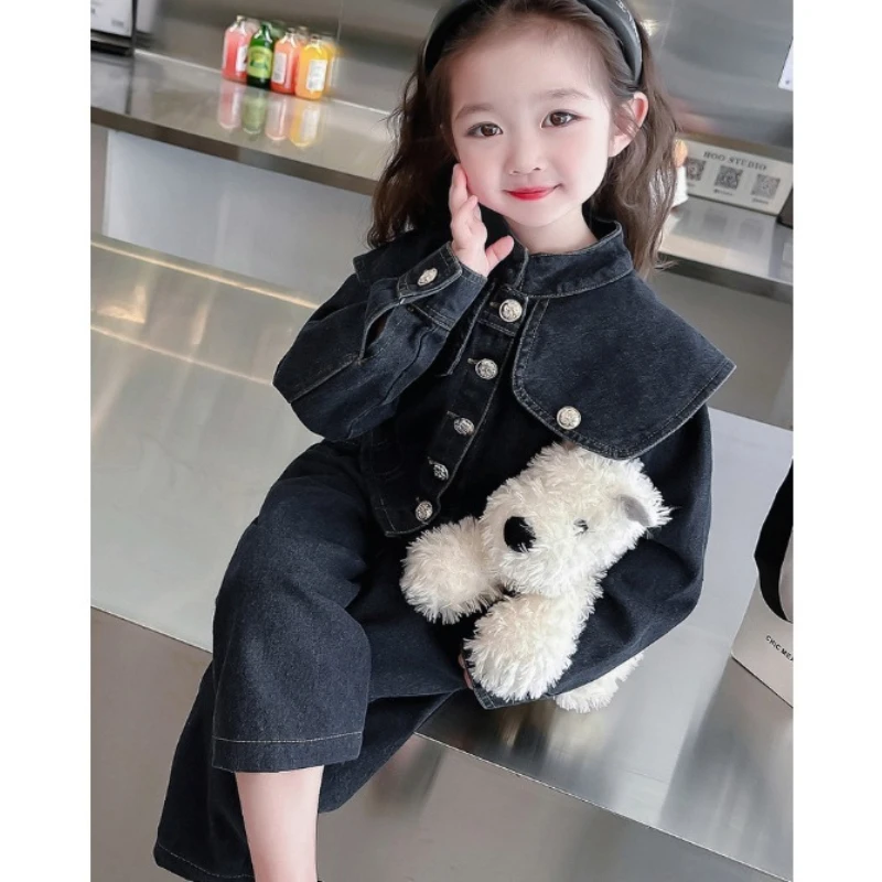 Girls' Denim Suit 2026 New Autumn Children's Pants Fashionable Two-piece Set for Small and Medium-sized Girls Wear Outside