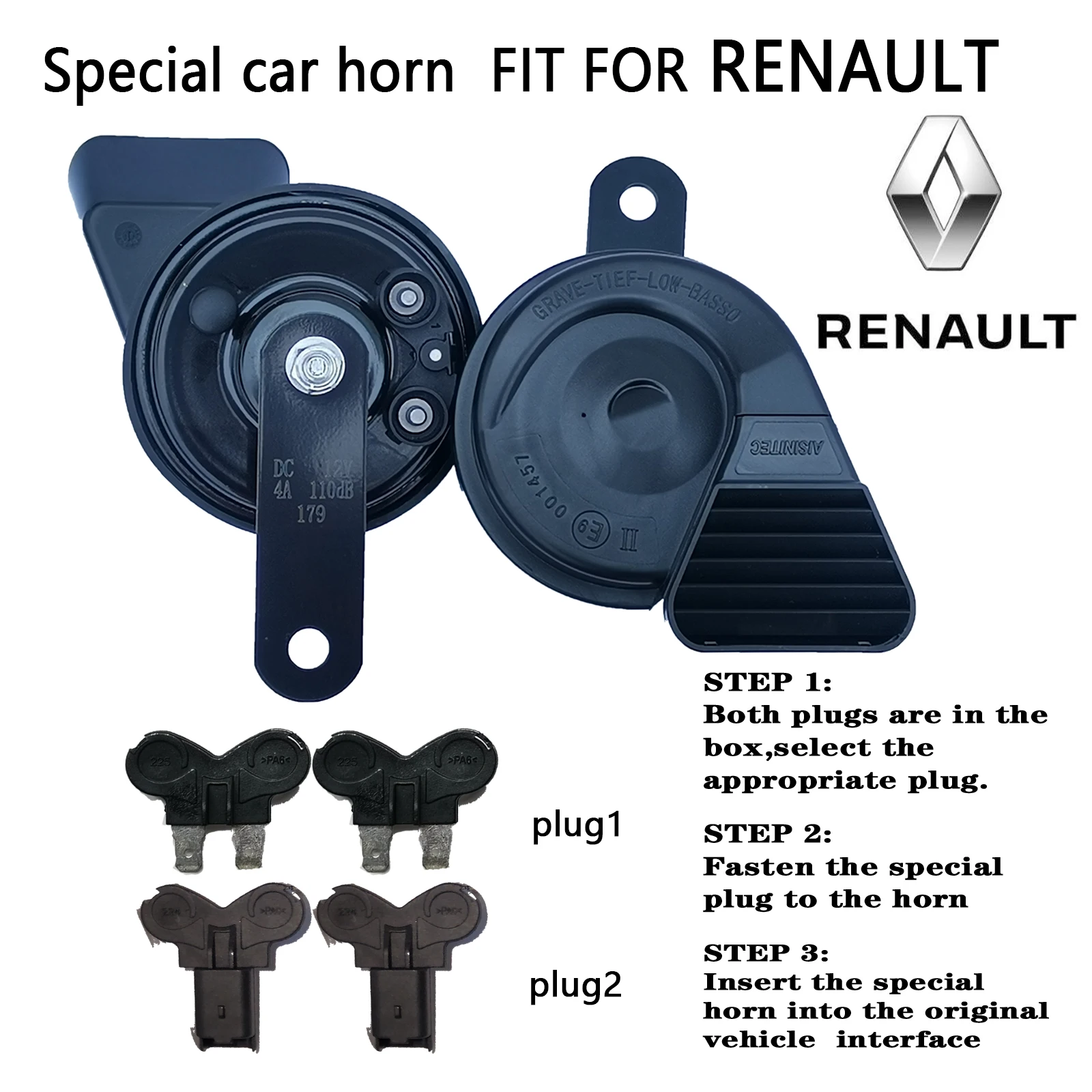 

Специальный автомобильный звуковой сигнал в виде улитки для RENAULT, водонепроницаемый, супер громкий, высокий тон и низкий тон, 510/410 Гц, 12 В, 120B