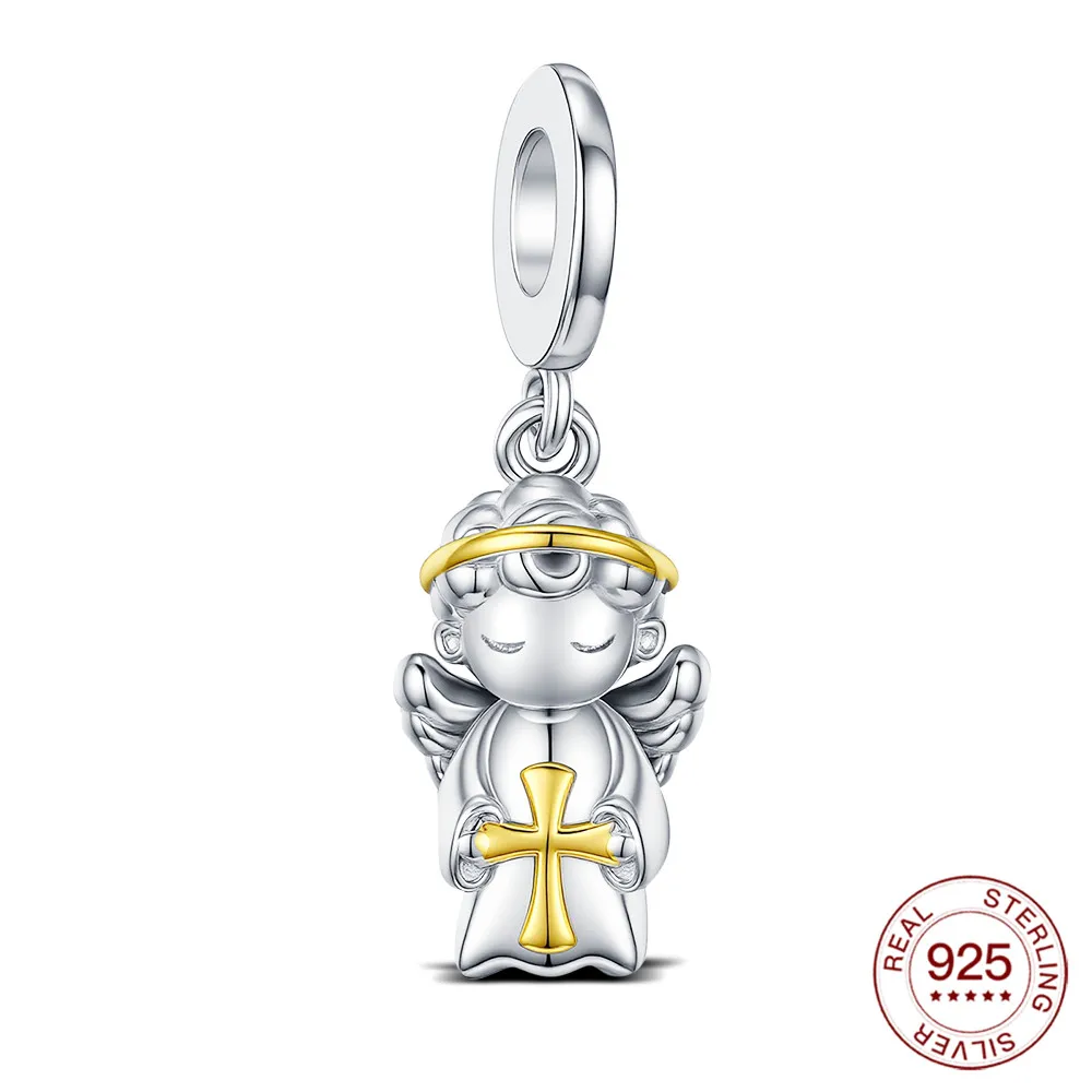 

925 Sterling Silver Charm God Son Guardian Angel Pendant For Original Bracelet DIY Jewelry Holiday Decoration Lady Fashion Party