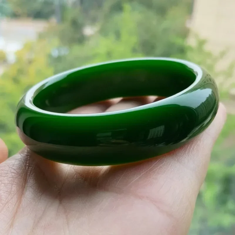 Natural Hetian green jade bracelet jade bangle high quality bangle ice glutinous seed bangle high quality simple bracelet charm