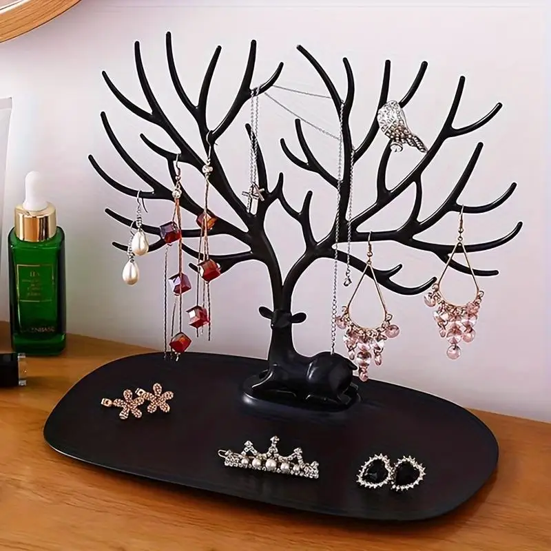 Jewelry Display Stand Tray Tree Storage Racks Earrings Necklaces Rings Jewelry Boxes Case Desktop Organizer Holder Make Up Decor