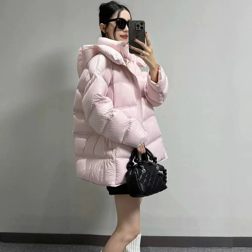 

90, куртка на белом утином пуху, модное пуховое пальто Cloud Feel, зимняя новая стильная толстая теплая женская парка с капюшоном