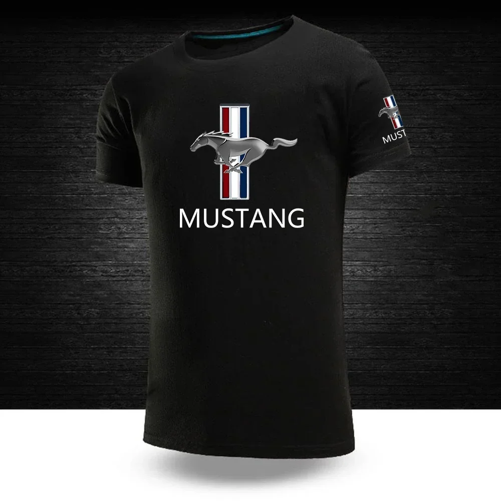 

Модные летние мужские топы унисекс Mustang, повседневные однотонные хлопковые футболки с коротким рукавом и круглым вырезом в стиле хип-хоп, спортивные топы