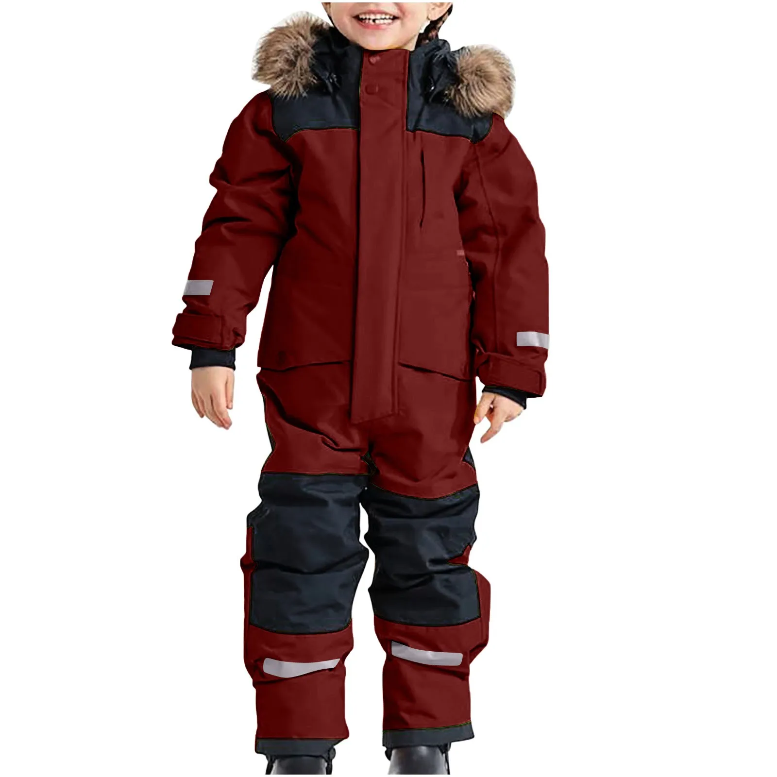 Windproof Kids Skiing Snowboarding Suit Children Snowsuits Ski Jumpsuit Ski Suit Boys Girls Winter Warm Outdoor Fleece Overalls