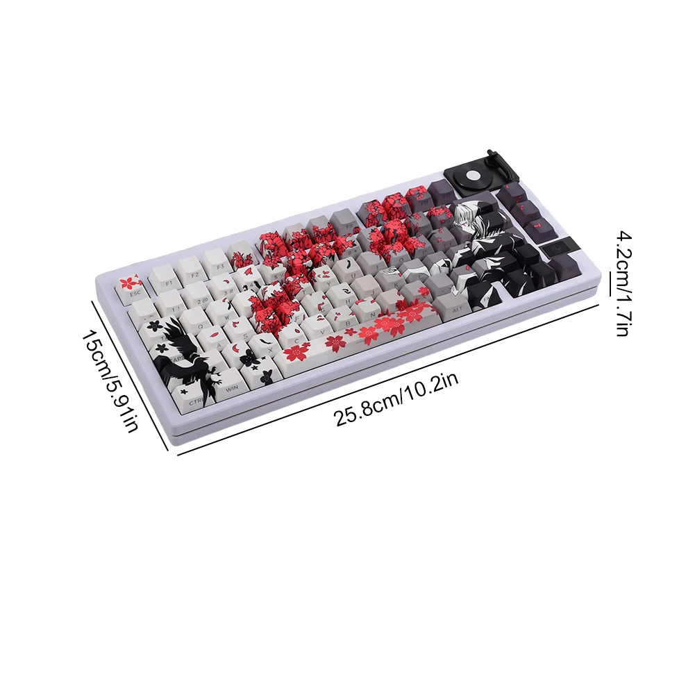 Set Keycap Raven Sakura 129 Key, Keycap PBT Dye Sub, Keycap Kustom untuk Keyboard Mekanik 60/75/80/87/98/104/108