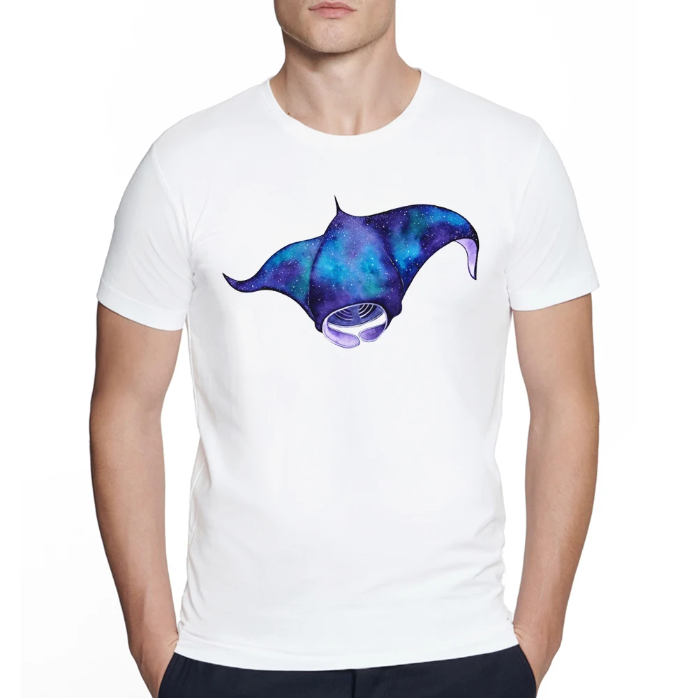 Hipster Classic Tops Fashion Cosmic Manta/Whale Shark Design Men T-Shirt Funny Vintage Art Printed Tshirts Short Sleeve Tee