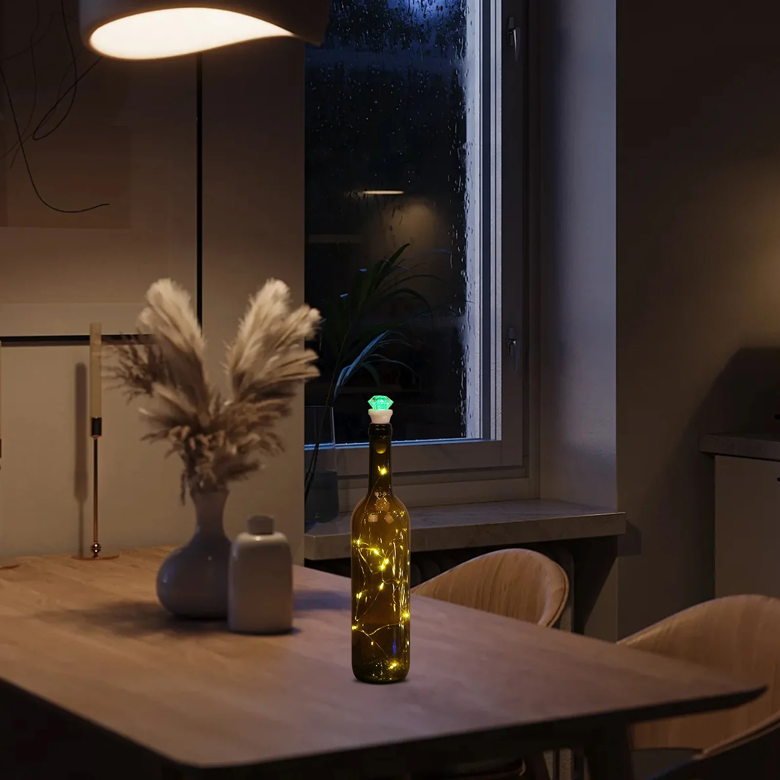 2개입 USB 충전 다이아몬드 램프 홀더 자동 색상 변경 LED 스트링 라이트 파티 용품 웨딩 나이트 램프 장식용