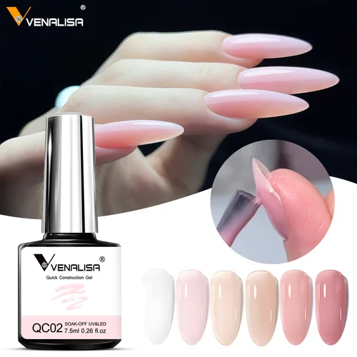 Imagen 1 del producto Esmalte de uñas VENALISA semitransparente de construcción rápida, 7,5 ml, rosa gelatina, divertido conejito, uñas francesas, Gel de cobertura completa