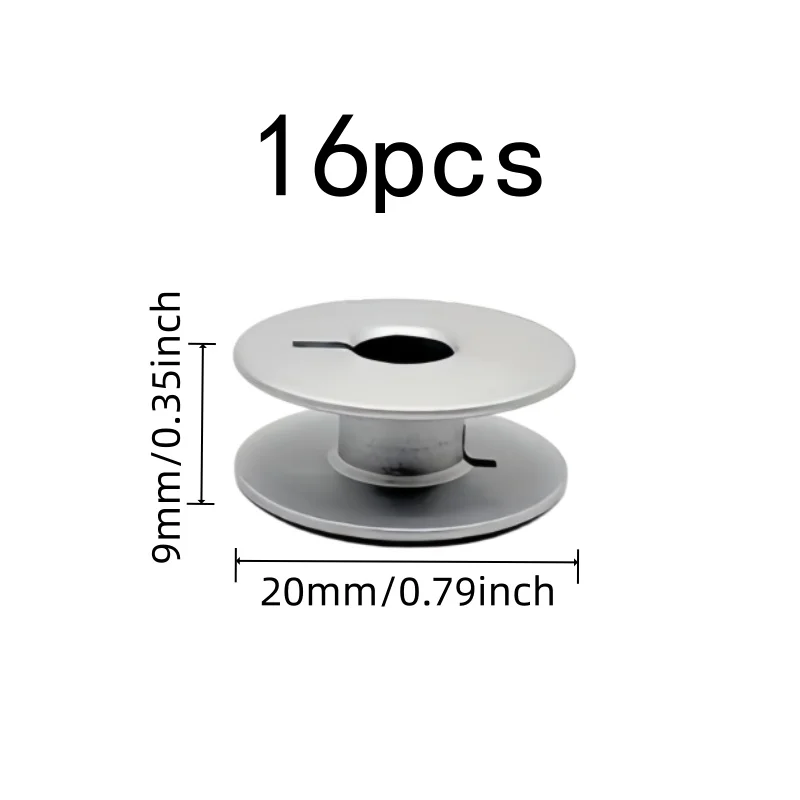 Grooved Aluminum Bobbins 16 pcs, Grooved Slot Design, Smooth Thread Feeding, for Industrial Flatbed Sewing