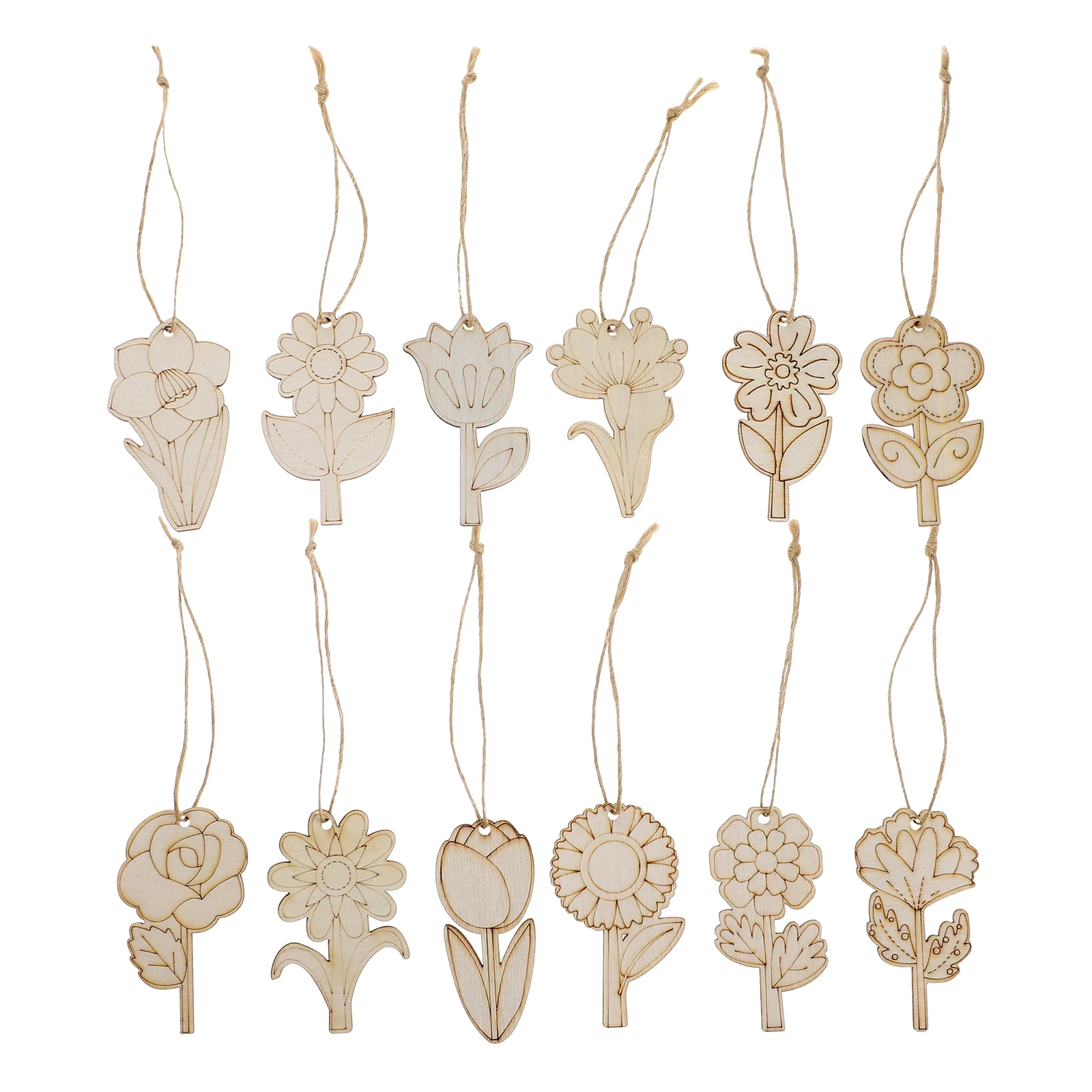 

1 set DIY Crafts Wooden Flower Cutouts Kids Painting Unfinished Wood Chips Decorations Wall Ornaments Craft Slices Safe Durable