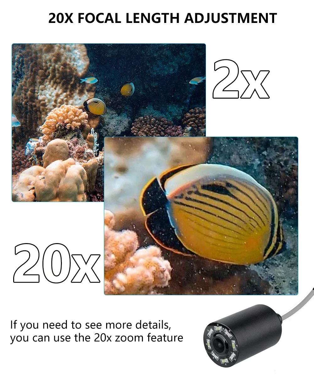 5 "IPS Full View LCD Color Display Underwater Fishing Camera 1080P High-definition Camera 20m Video Cable Camera Fish Detector