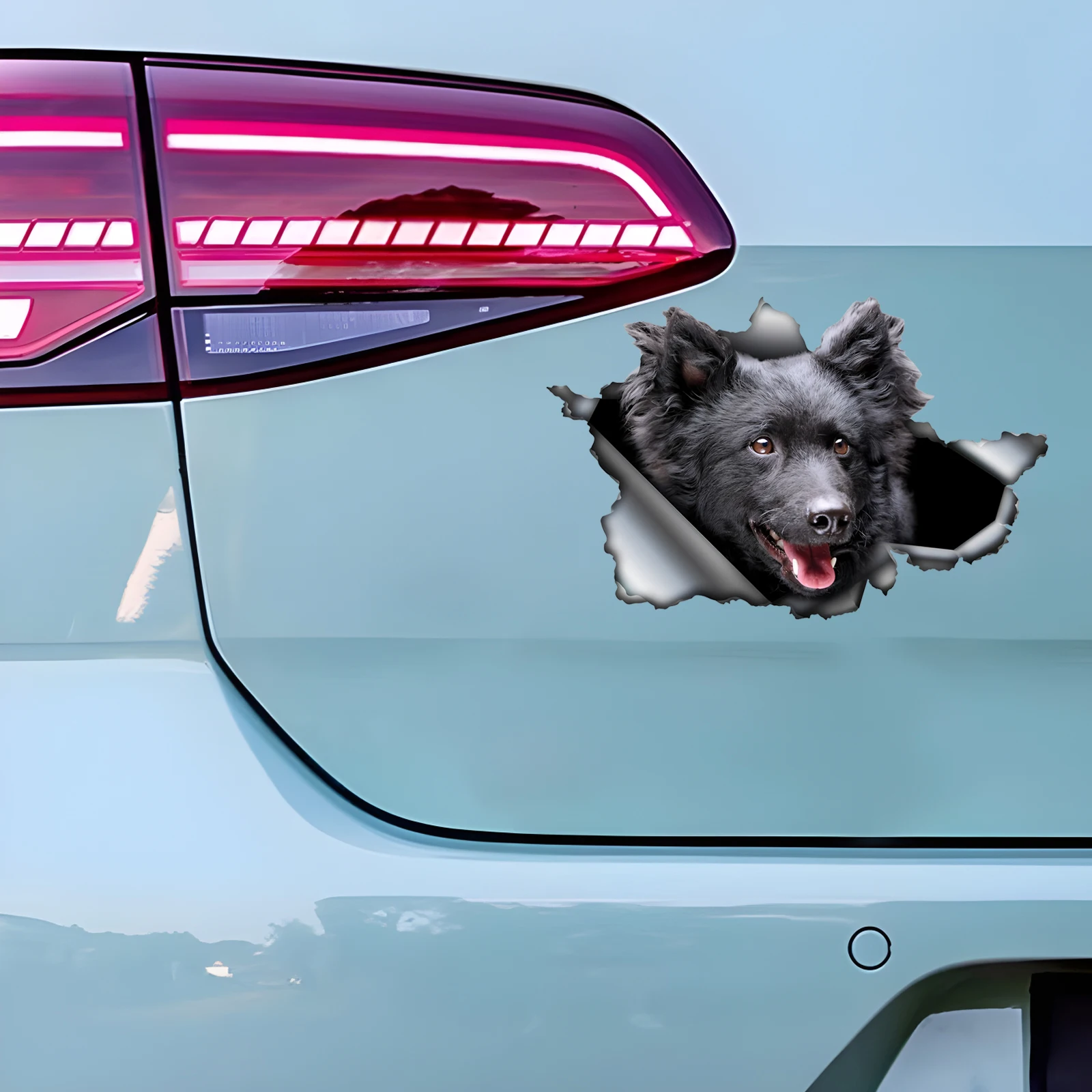 DK484 #   ملصق سيارة Black Mudi Dog ثلاثي الأبعاد، ملصق مقاوم للماء ممتع للسيارات والشاحنات والدراجات النارية والجدران والنوافذ والمواد البلاستيكية