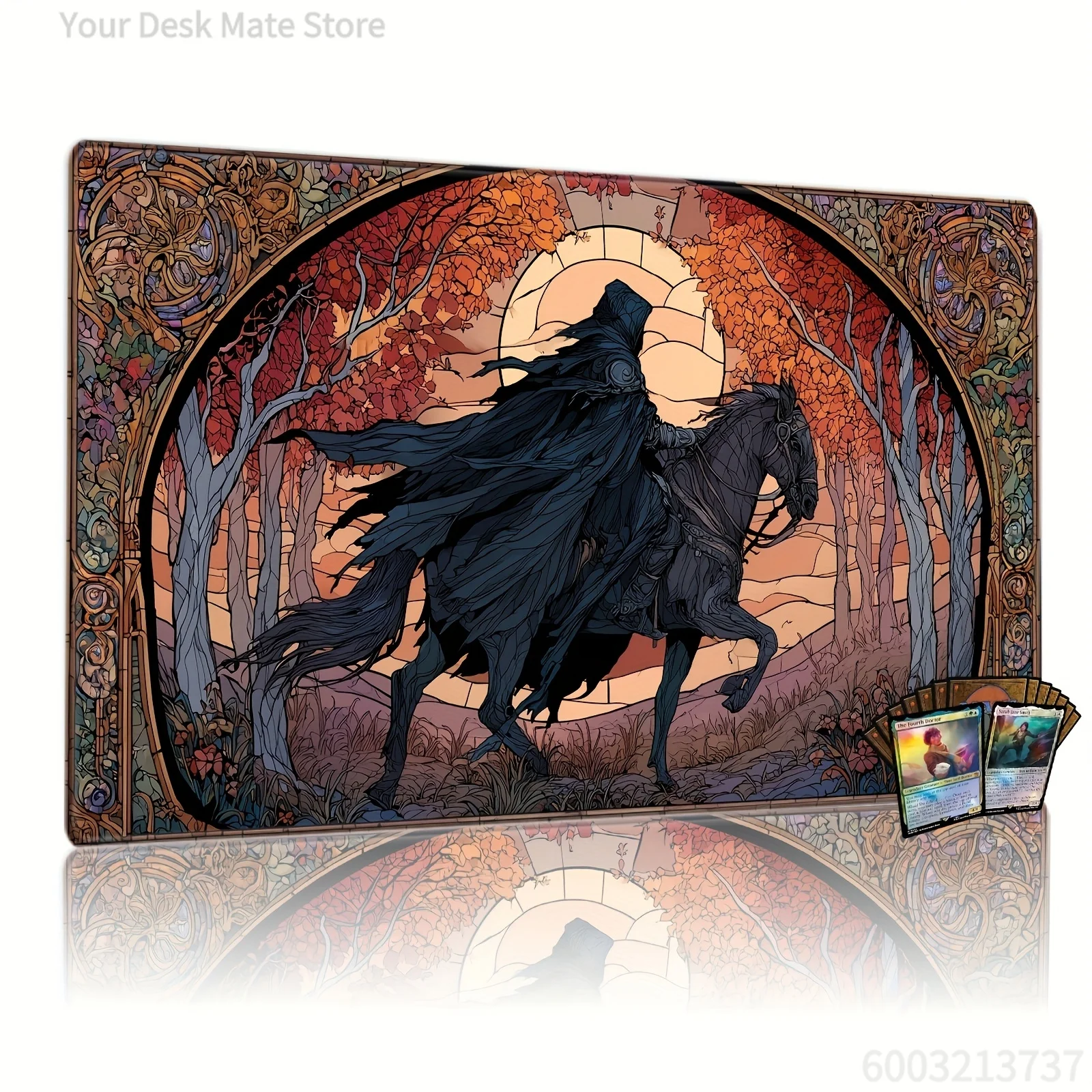 Stained-Glass Dusk Rider Magic Party Game Mat Durable Rubber for MTG&TCG Games 35X60 Mouse Pad Offices Desk Mats Friendly Design