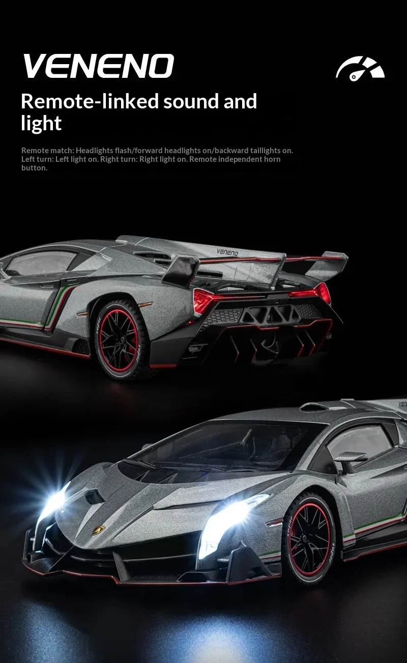 Chezhi1:24 لامبورغيني الصوت والضوء التحكم عن بعد سيارة لعبة مجسمة الصبي هدية عيد ميلاد لغز مجموعة مميزة