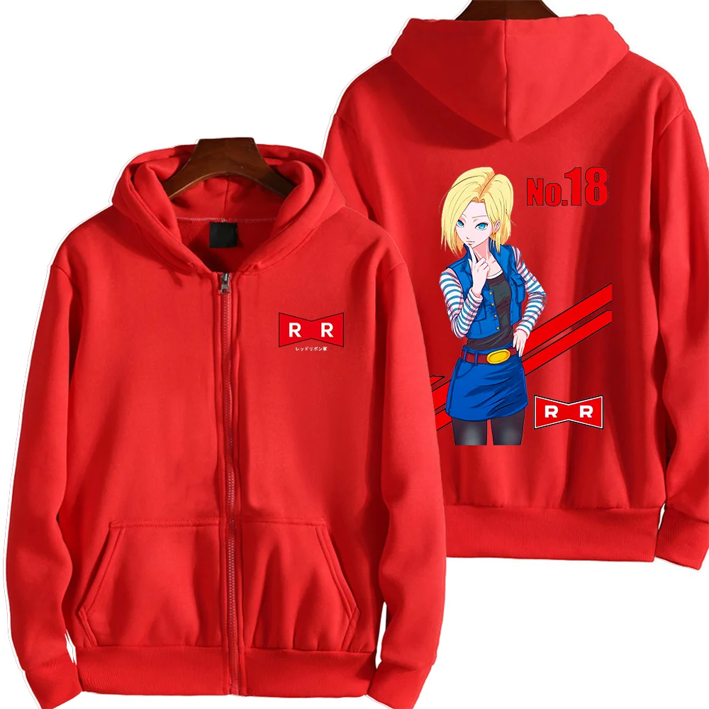 2024 New Men's and Women's Anime Dragon Android 18 Lazuli Cartoon Wukong Cell Printed Hoodie Couple Street Leisure Sports Shirt