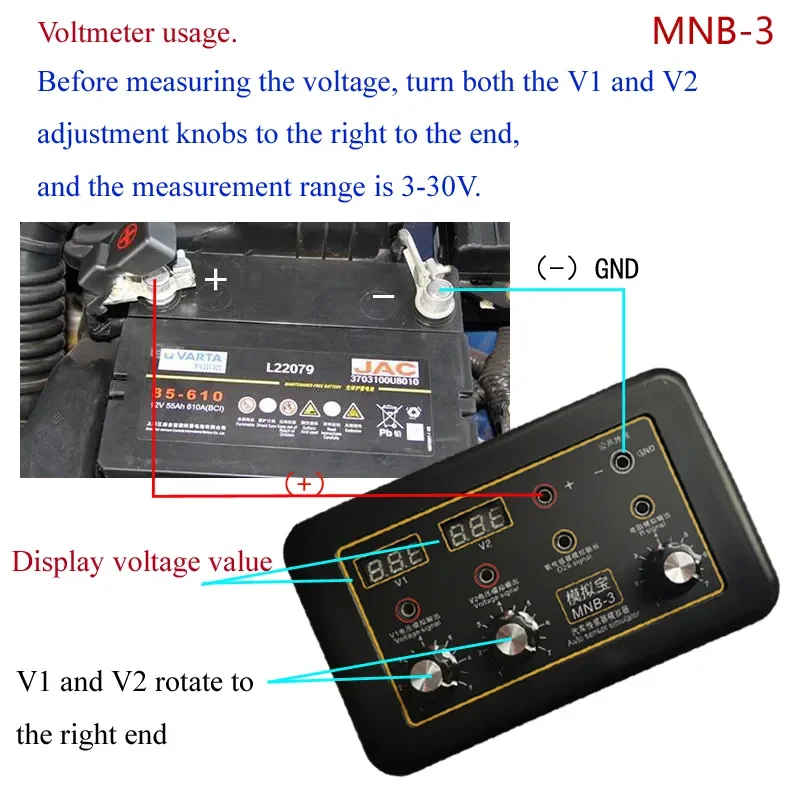 Imagem -06 - Carro Ecu Tester para Automóvel Gerador de Sinal do Veículo Voltímetro Auto Sensor Oxigênio Pressão do Óleo Simulador Repair Tool Mnb3