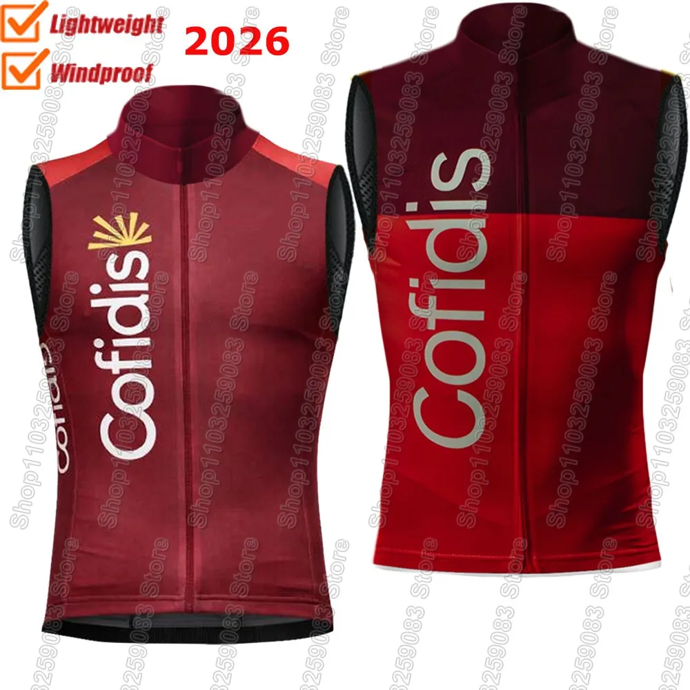 Colete Ciclismo Cofidis Team 2026 França Corta-Vento Leve Retrô Sem Mangas MTB Maillot Ropa Ciclismo