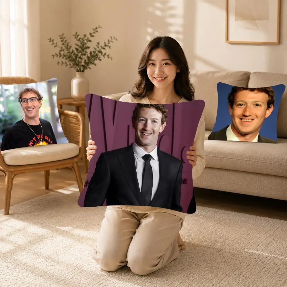 Famous Celebrity M-Mark Zuckerberg Cushion Cover Bedroom bed reading backrest cushion Festive plush holiday Soft plush throw