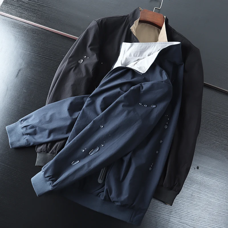 

Double-Sided Wear Jaet Casual Stand Collar Men's Spring Lightweight Breathable Pure Color Versatile Leisure Outerwear