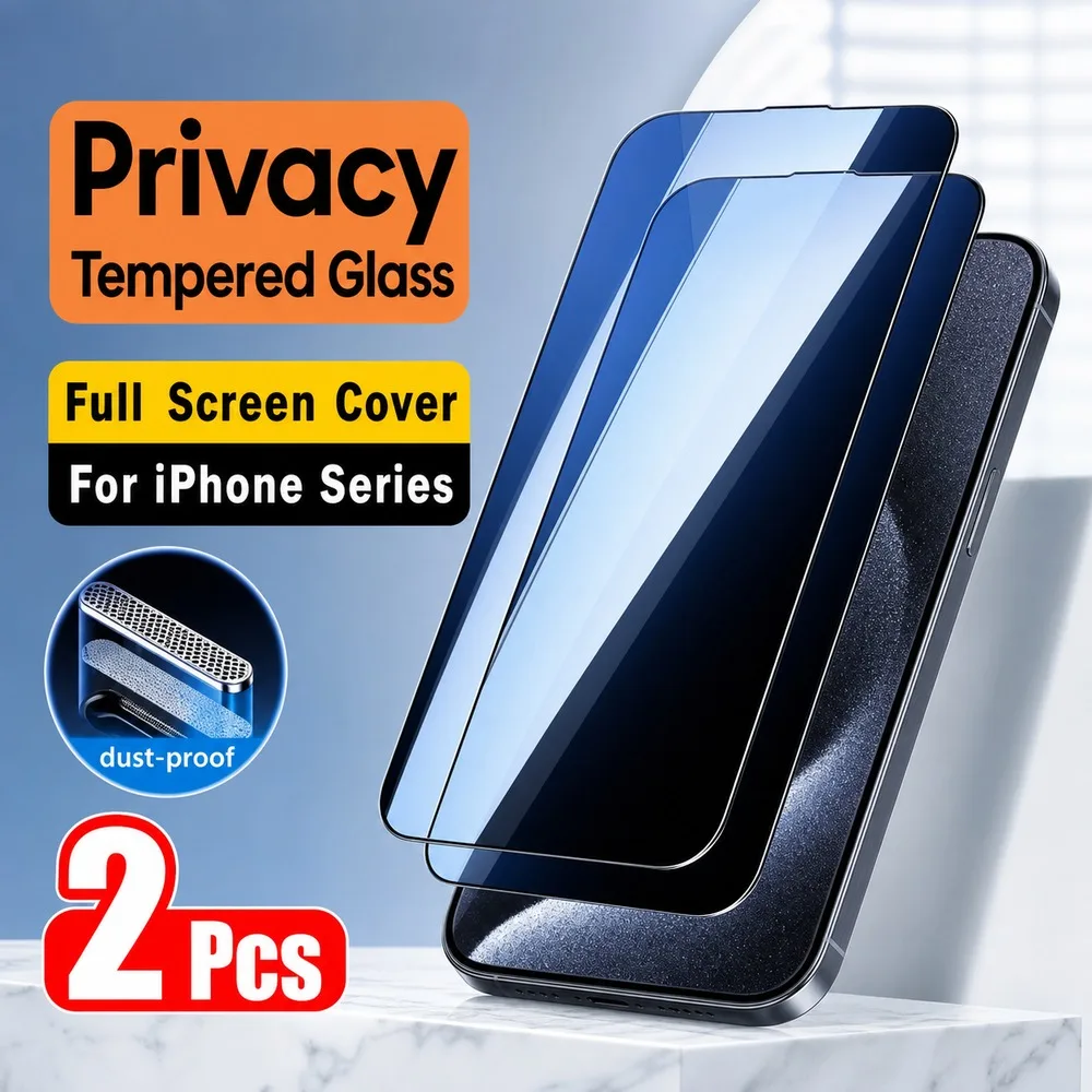 2 Stück Sichtschutz-Panzerglas für iPhone 14 15 16 17 18 Anti-Spy Displayschutzfolie für iPhone 14 Pro 15 Pro 16 Pro 17 Pro 18 Pro