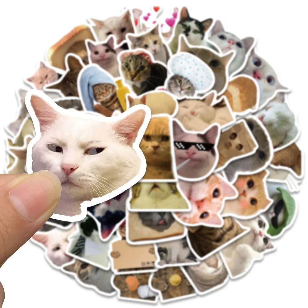 50PCS Funny Cat Kitty Cute Kawaii Animals MEME Stickers Luggage Notebook Motorcycle Laptop Decals Stationery Kids Toy