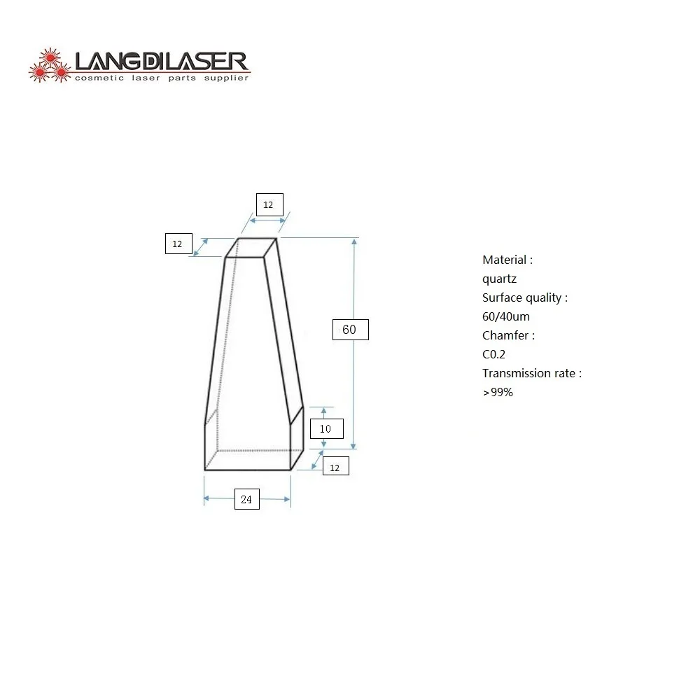 

Size : 60(10)*24(12)*12 / Diode Laser Prism Crystal As Material Quartz / no AR Film Coating