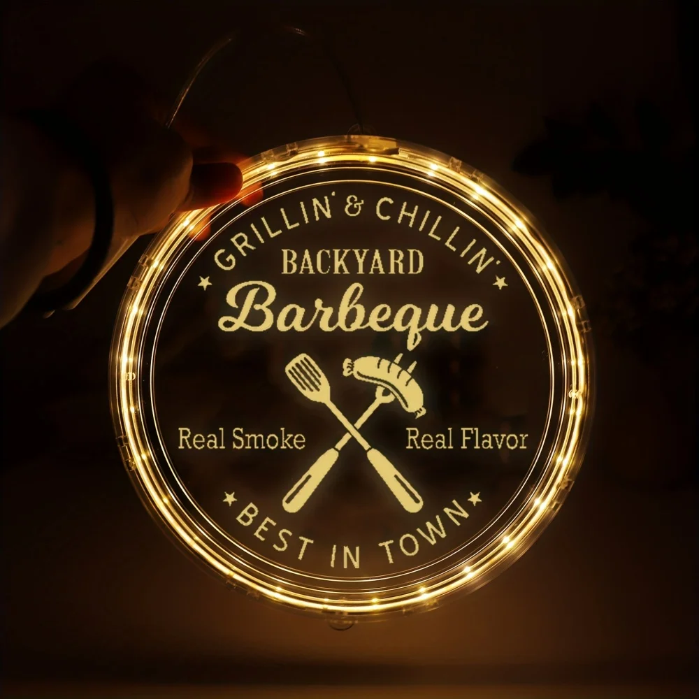 

LED night light for patio barbecues, laser-engraved warm light wall lamp, suitable for kitchen barbecue parties and decorations.