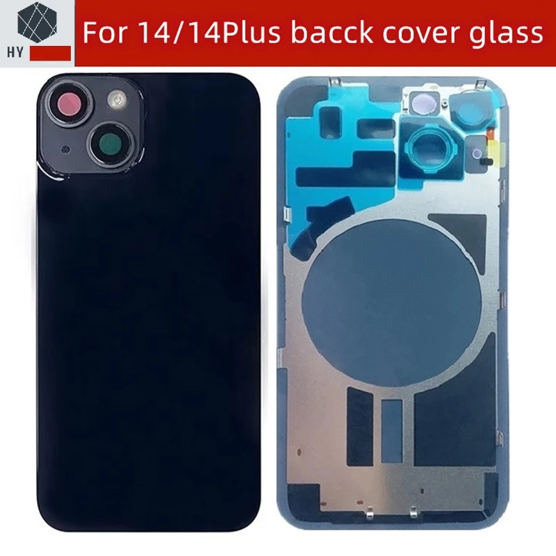 Back Glass Replacement for iPhone 14 Plus 14Plus Rear Housing Door with Small Parts Metal Plate Magnetic