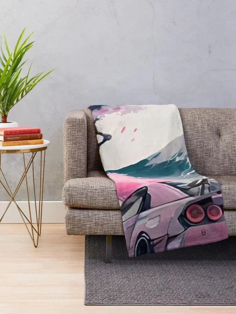 Supercar and sakura Throw Blanket Sofa Throw Soft Plaid Blankets For Sofas Blankets