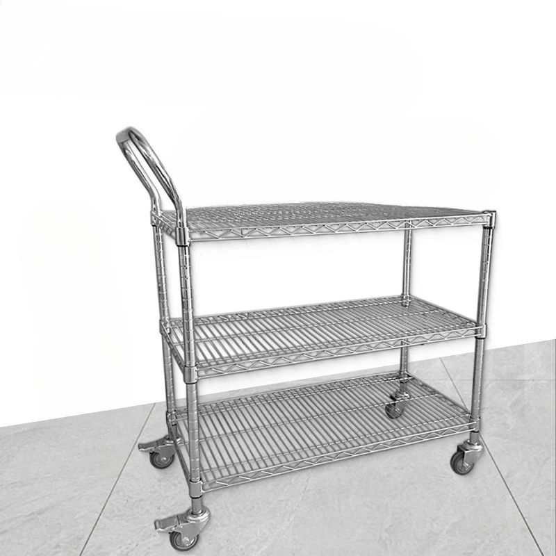

trolley hand three-layer transfer truck material rack chrome-plated anti-static turnover truck mobile tool cart
