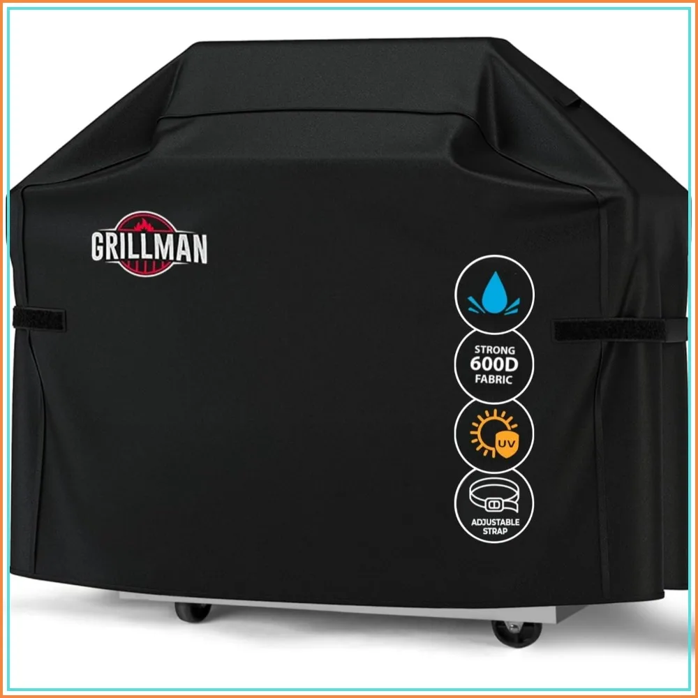 

Waterproof BBQ Grill Cover 58"L x 24"W x 48"H, Weather-Resistant, Anti-UV, Rip-Proof, Fits Most Gas & Charcoal Grills, Black